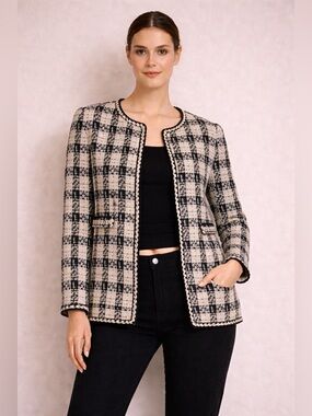 Women's Black and White Tweed Jacket